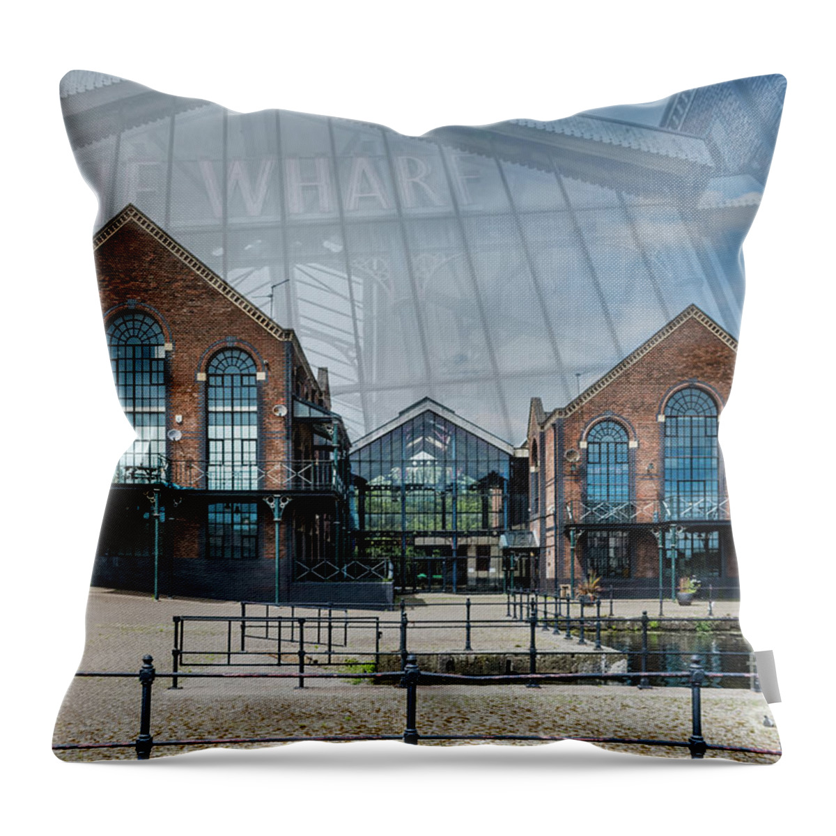 The Wharf Throw Pillow featuring the photograph The Wharf Cardiff Bay by Steve Purnell