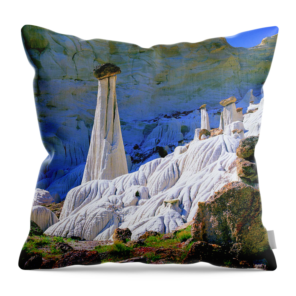 Utah Throw Pillow featuring the photograph The White HooDoos by Frank Houck