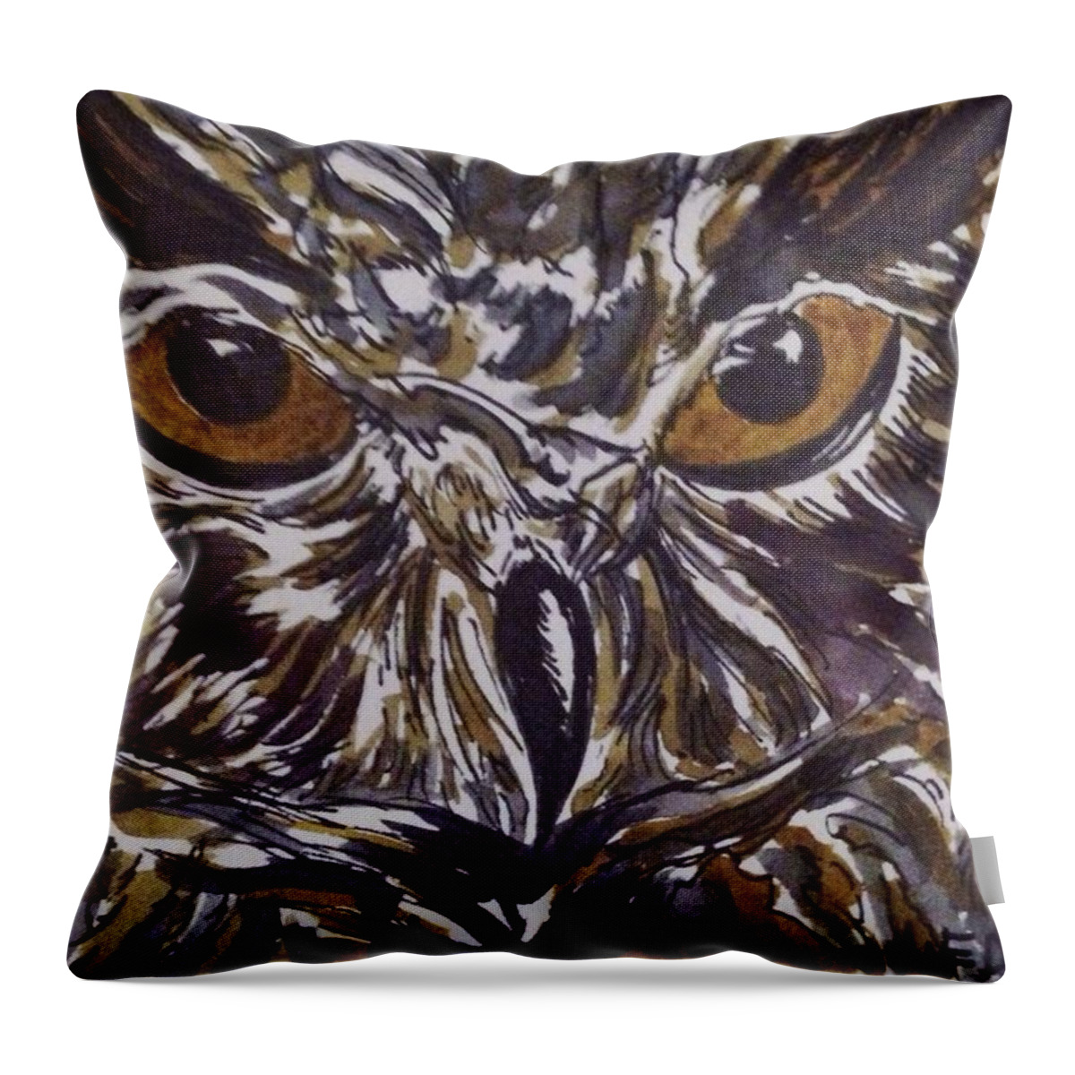 Owl Throw Pillow featuring the painting The Wise One by Angela Weddle