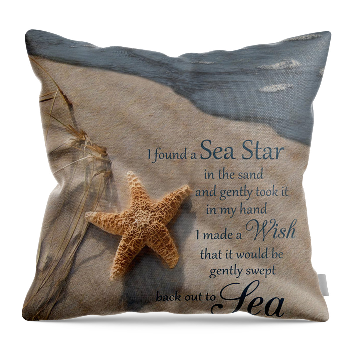 Sea Star Throw Pillow featuring the photograph The Wish by Robin-Lee Vieira