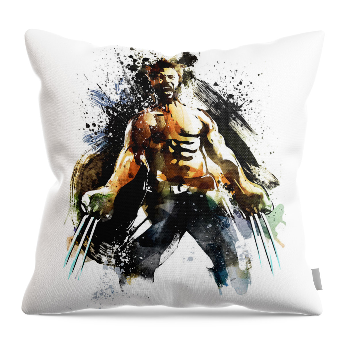 The Wolverine Throw Pillow featuring the painting The Wolverine by Unique Drawing