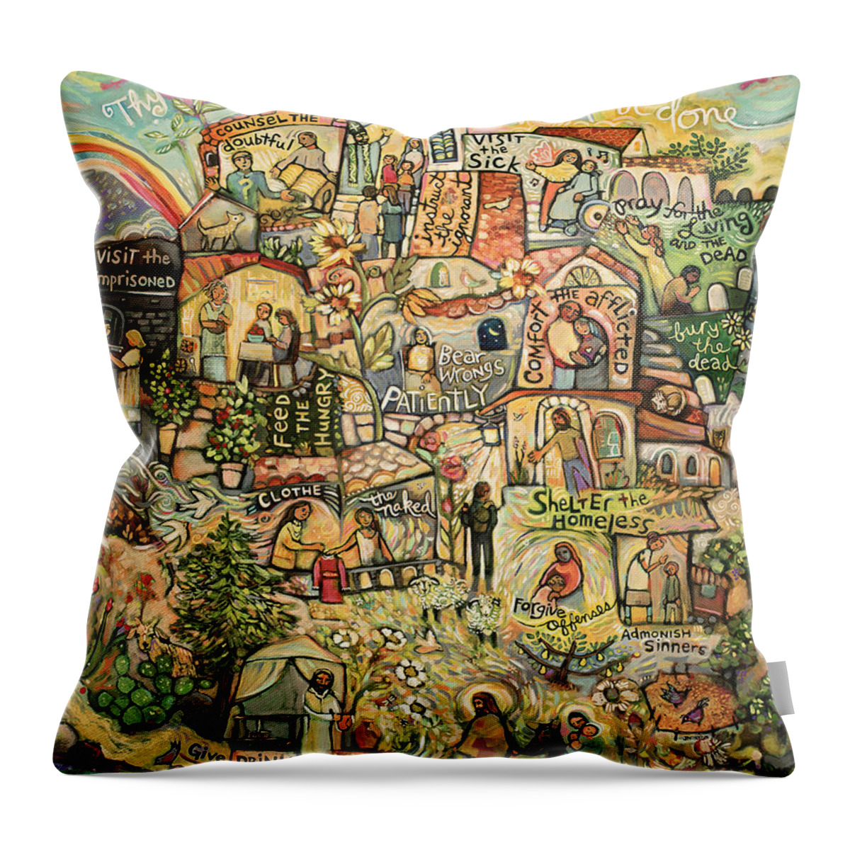 Jen Norton Throw Pillow featuring the painting The Works of Mercy by Jen Norton