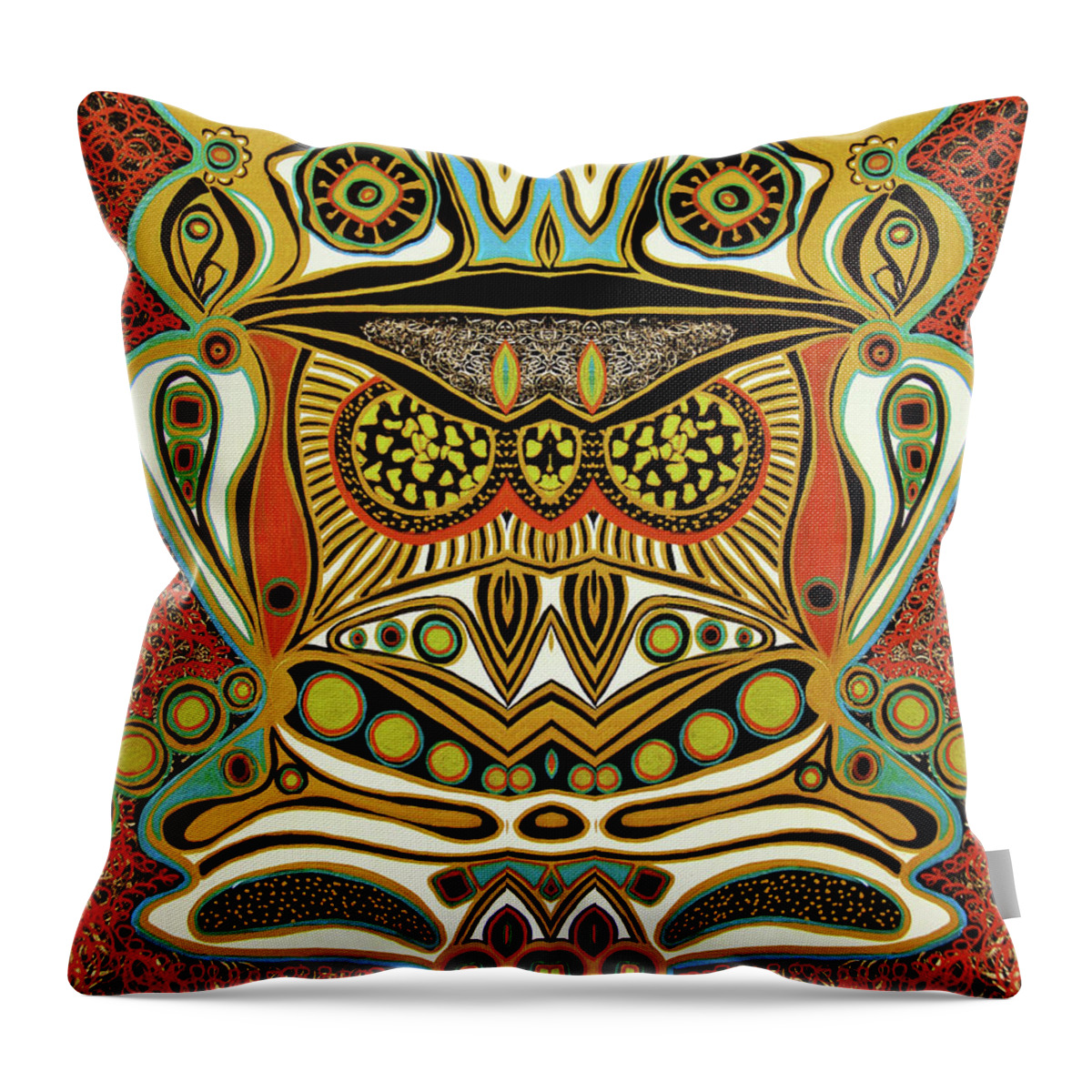 Abstract Throw Pillow featuring the mixed media The world of patterns by Jolanta Anna Karolska