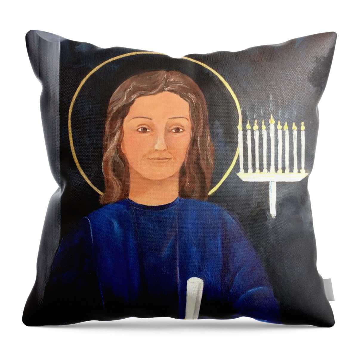Jesus Throw Pillow featuring the painting The Young Teacher by Ellen Canfield
