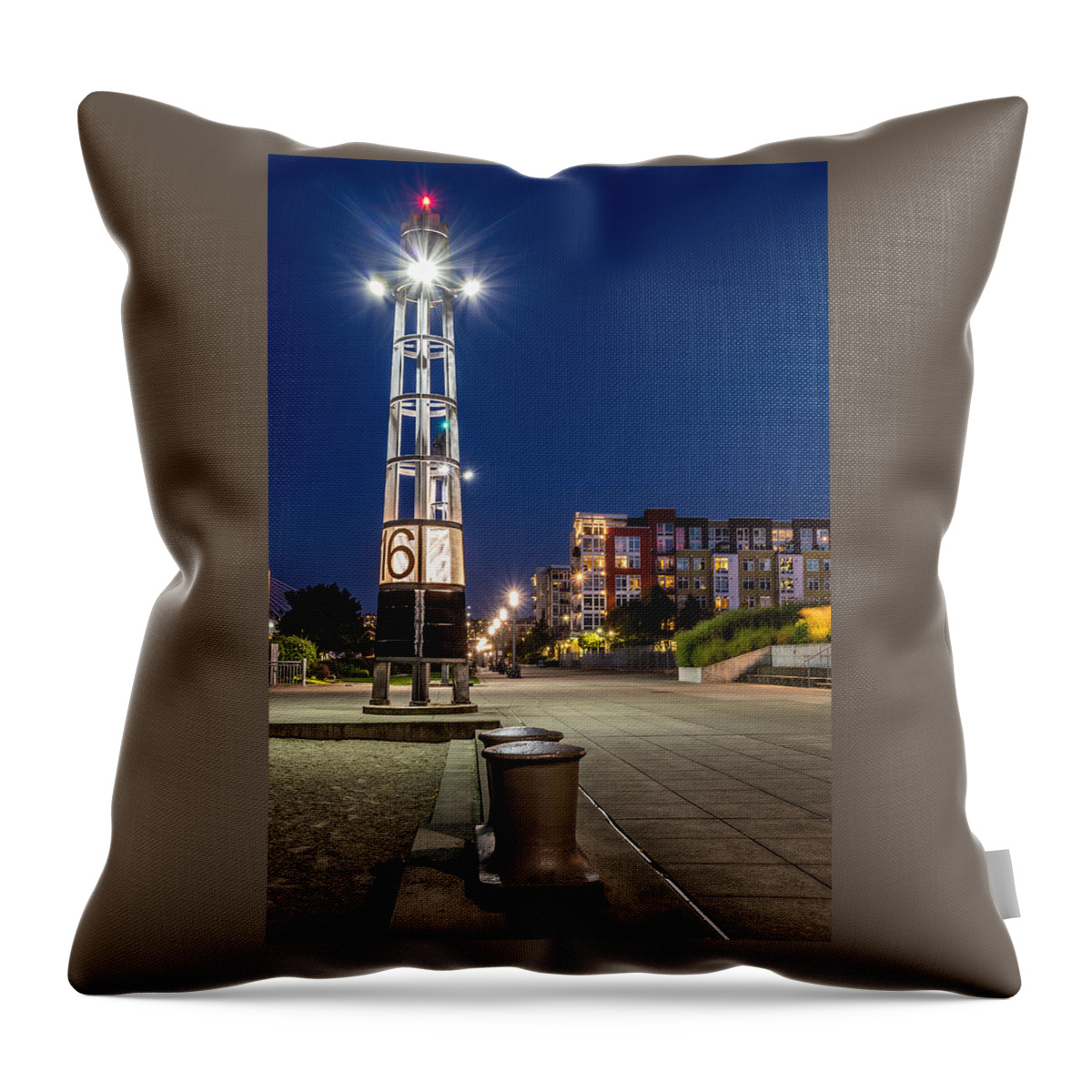 Rob Green Throw Pillow featuring the photograph Thea's Landing Boardway During Blue Hour by Rob Green
