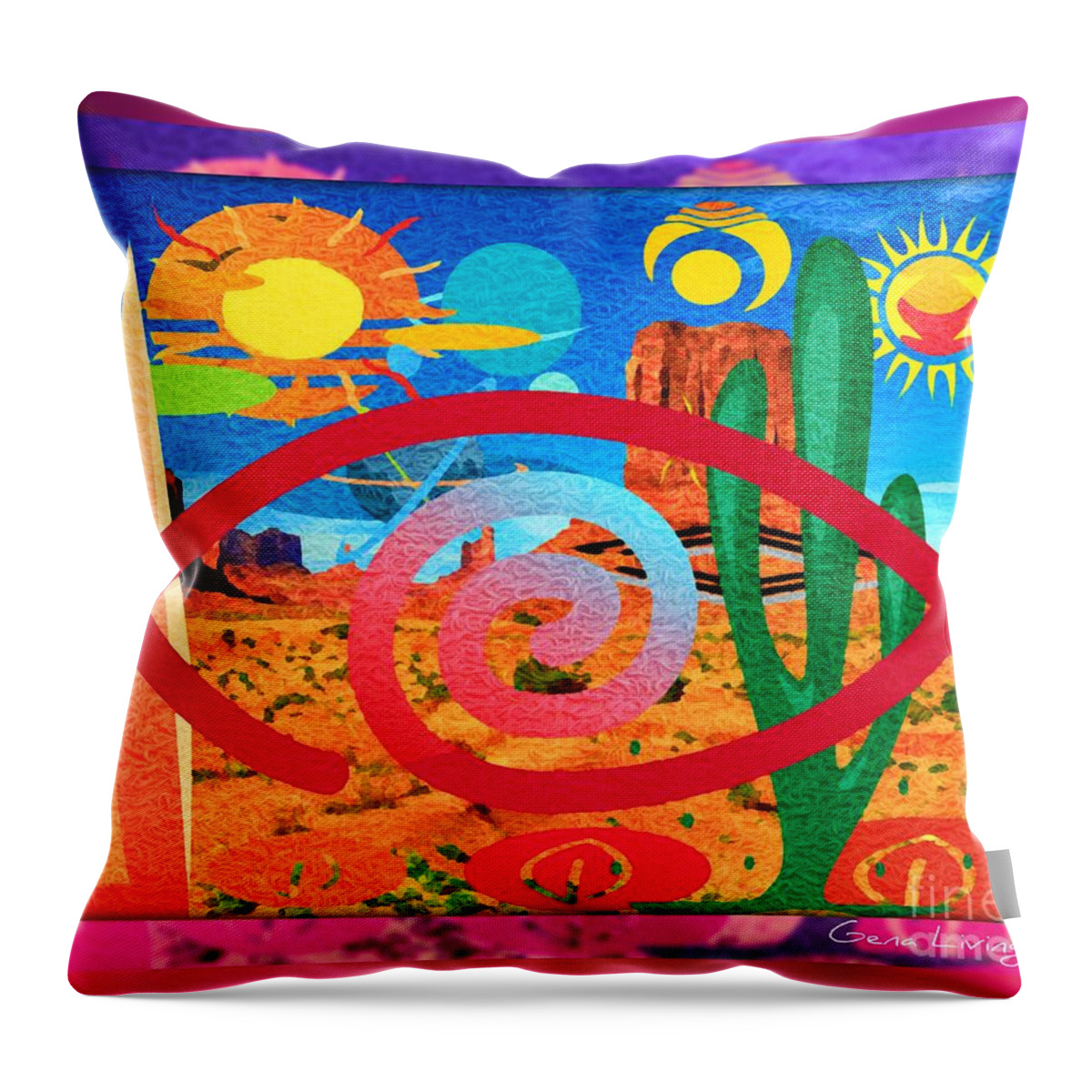 Cactus Throw Pillow featuring the mixed media TheGreatEye by Gena Livings