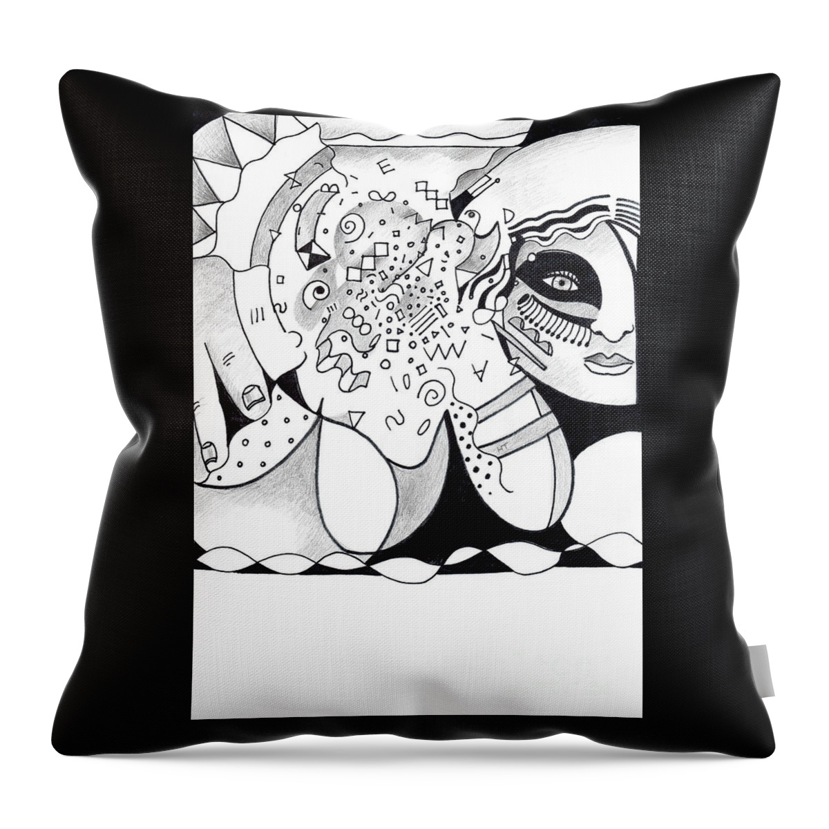 The Dark Feminine Throw Pillow featuring the drawing Then There Is That by Helena Tiainen