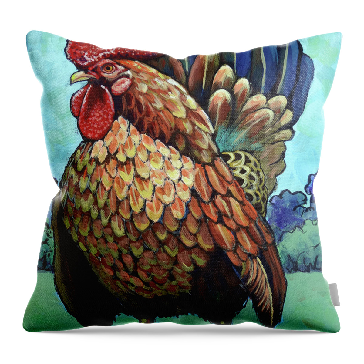 Rooster Throw Pillow featuring the painting Theodore Roostervelt by Ande Hall