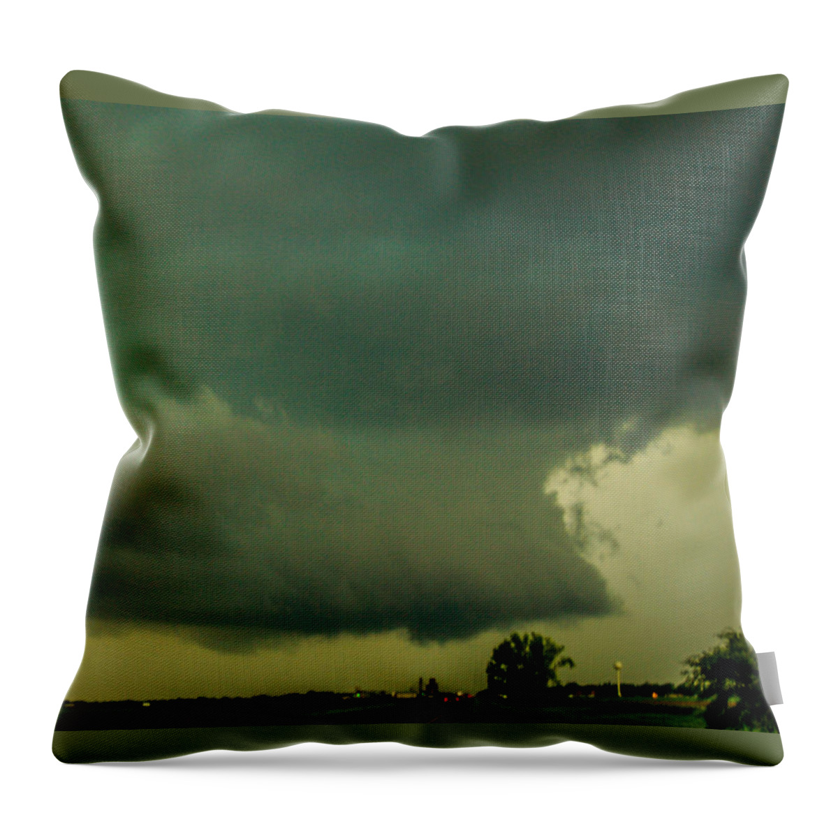 Nebraskasc Throw Pillow featuring the photograph There Be a Nebraska Storm a Brewin 029 by NebraskaSC