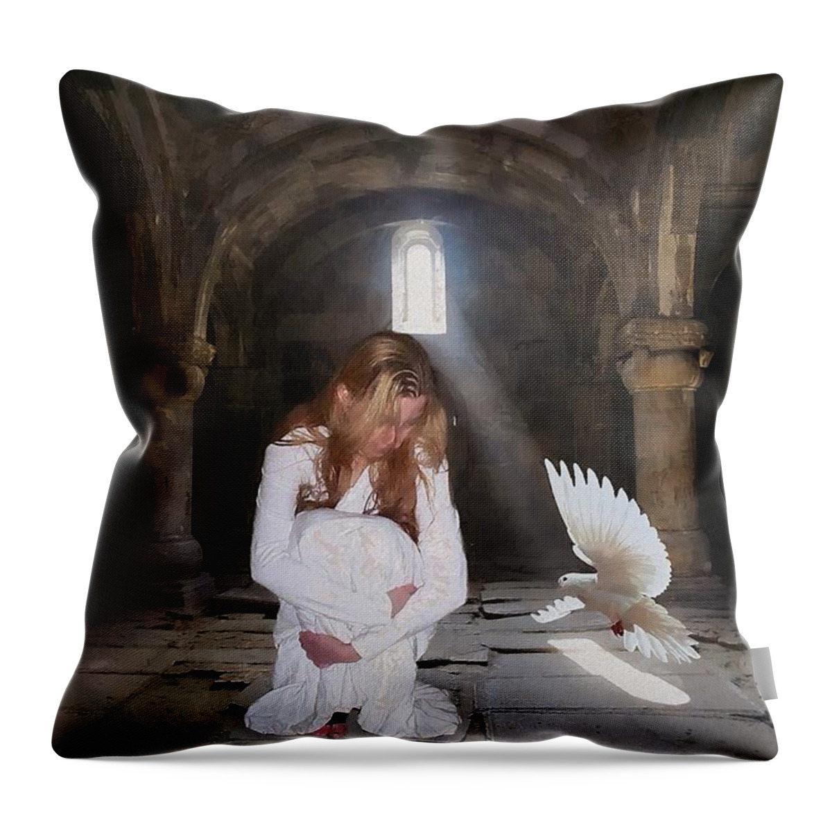 Woman Throw Pillow featuring the digital art There is always hope by Gun Legler