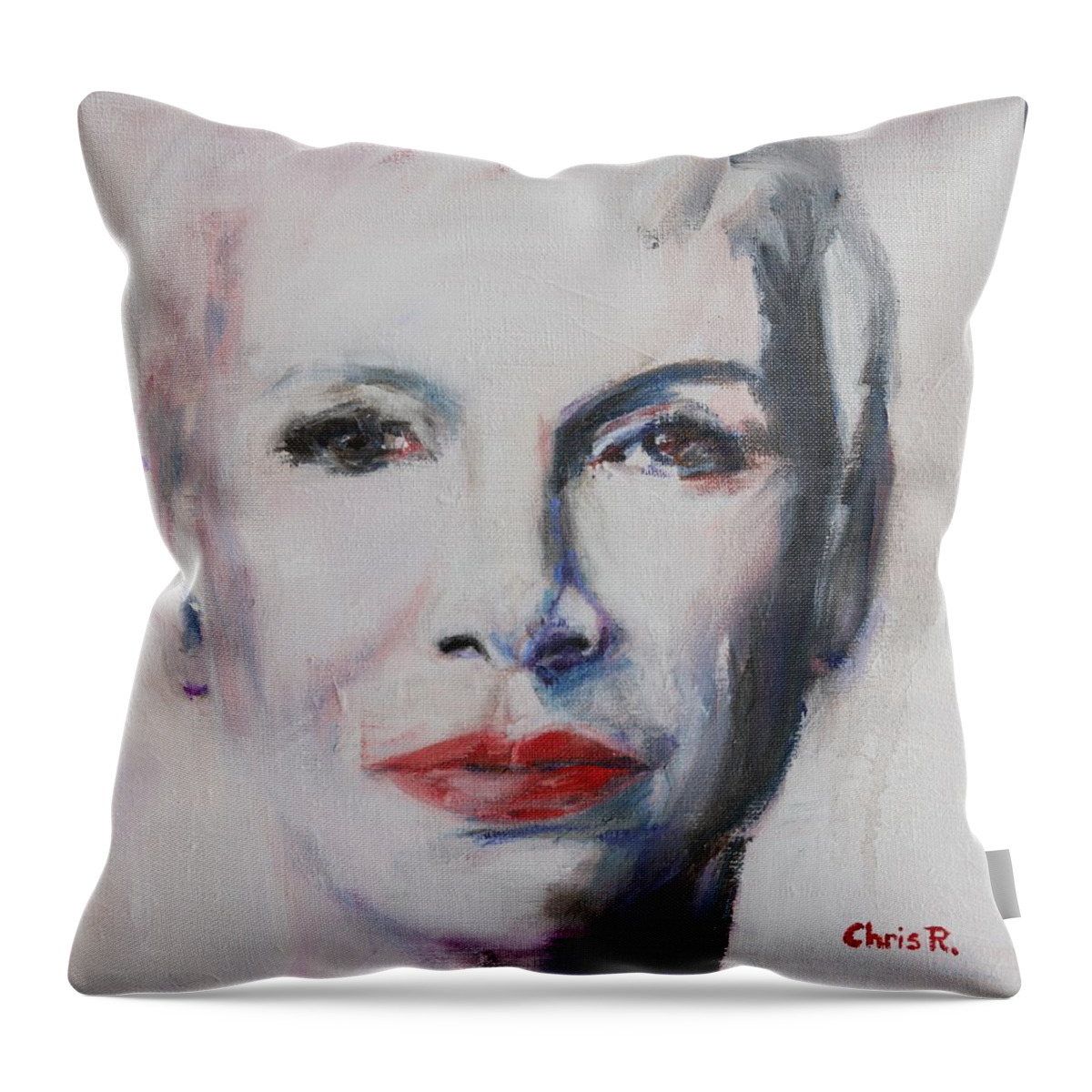 Annie Lennox Throw Pillow featuring the painting There Must Be an Angel by Christel Roelandt