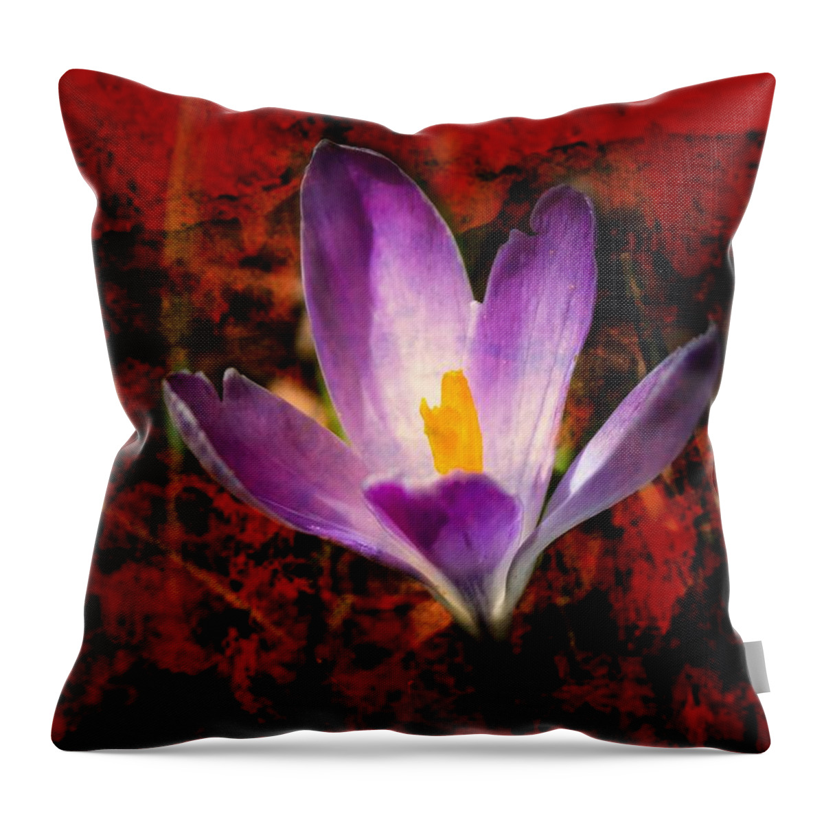 Crocus Throw Pillow featuring the photograph There's Always Hope by Alison Frank