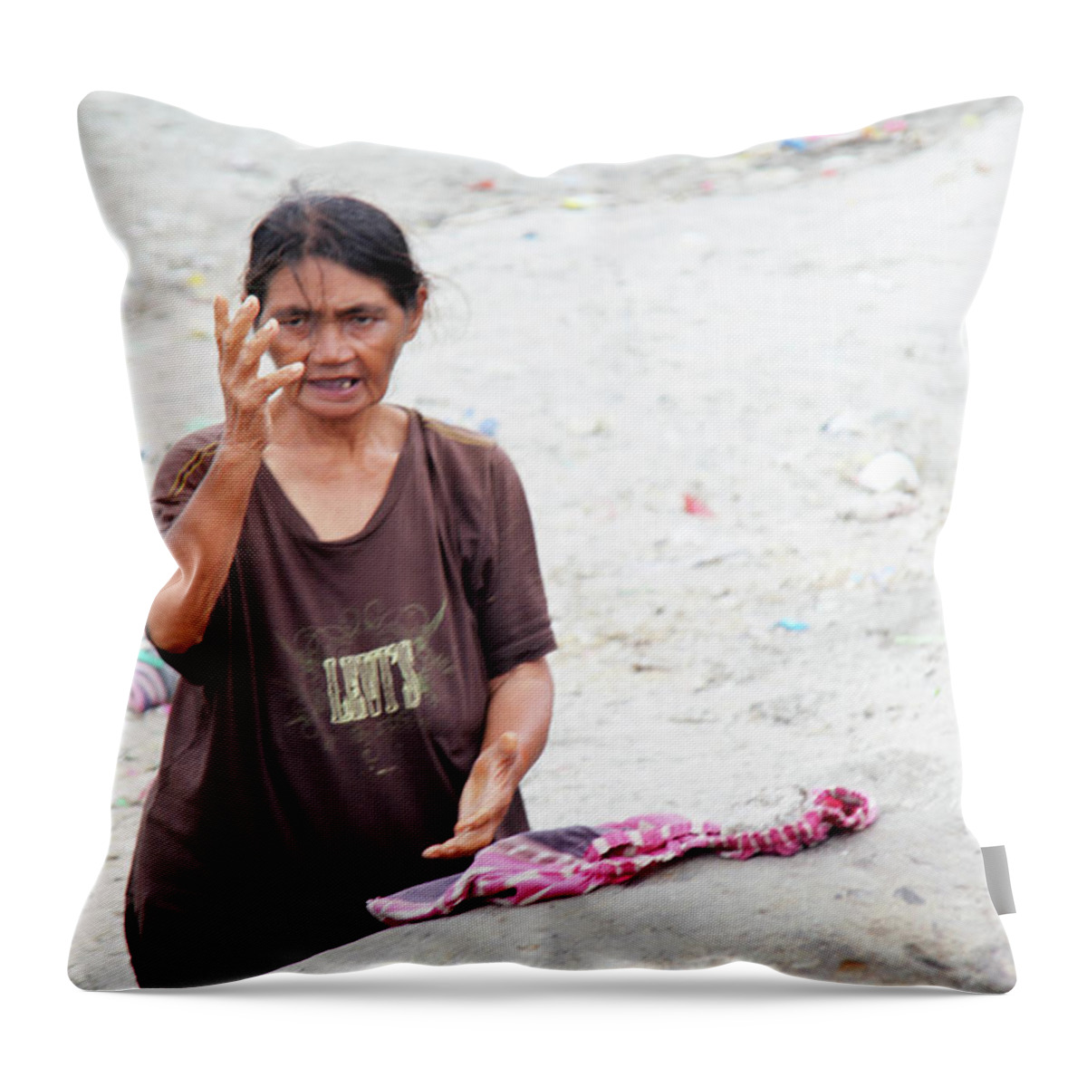 Asia Throw Pillow featuring the photograph These Hands Have Toiled More Than You Could Imagine by Jez C Self