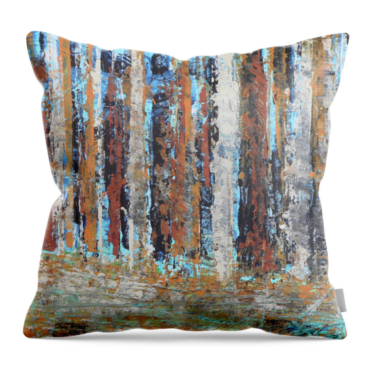 Woods Throw Pillow featuring the painting Thick Forest by Rhodes Rumsey