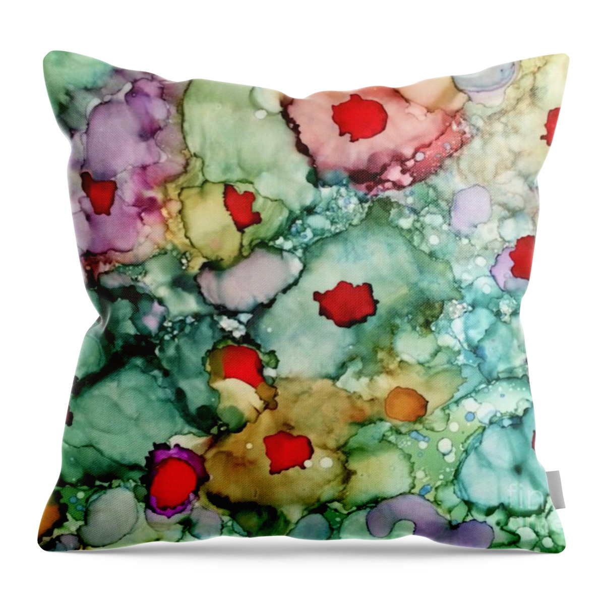 Abstract Flower Throw Pillow featuring the painting Think Spring by Denise Tomasura