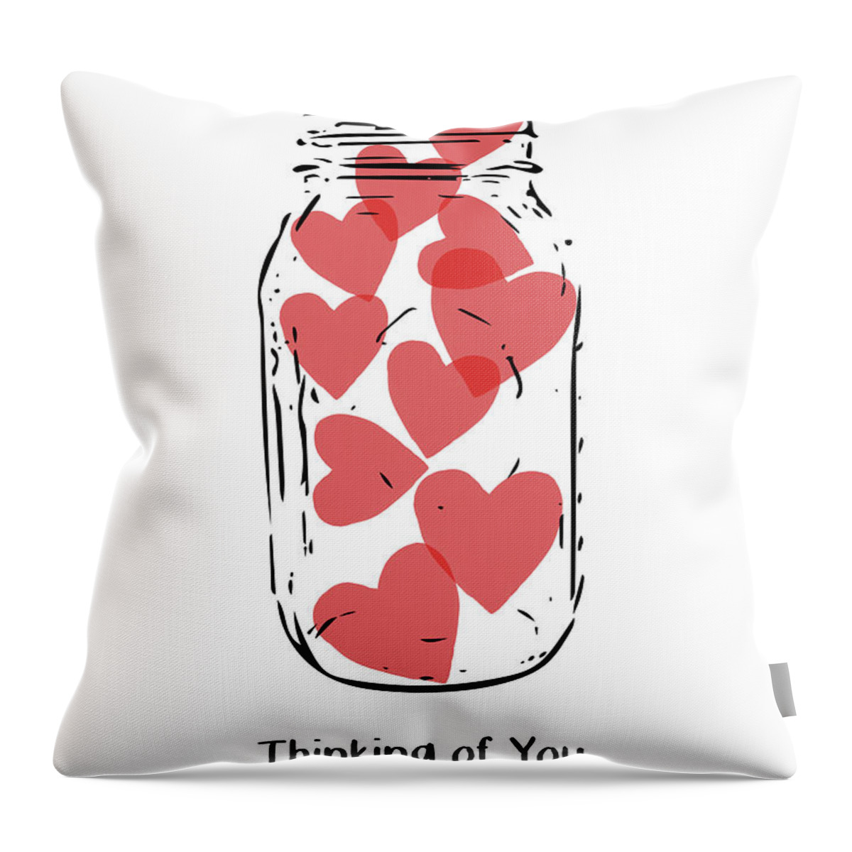 #faaAdWordsBest Throw Pillow featuring the mixed media Thinking Of You Jar of Hearts- Art by Linda Woods by Linda Woods
