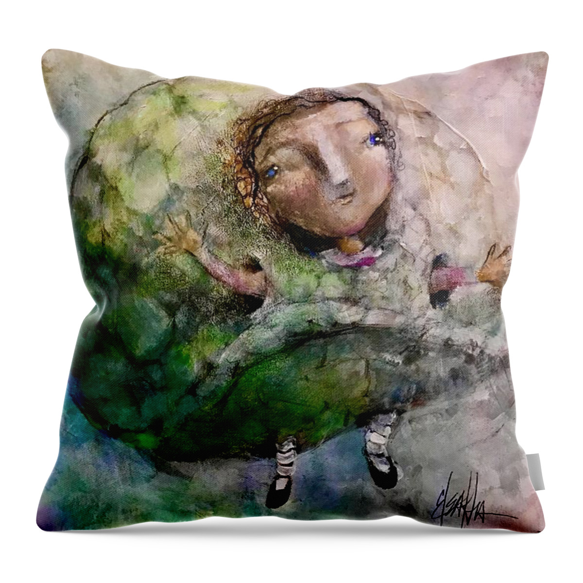 Girl Throw Pillow featuring the mixed media This is Me by Eleatta Diver