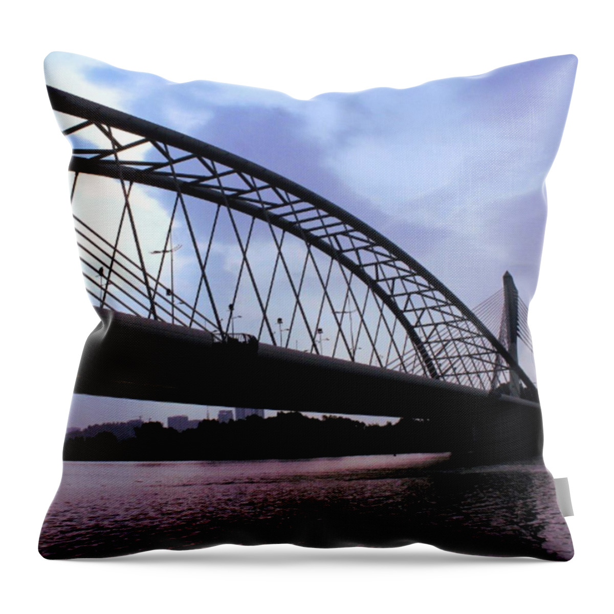 Bridge Throw Pillow featuring the photograph This Is Not Sydney Harbour Bridge But by Pierz Photos Work