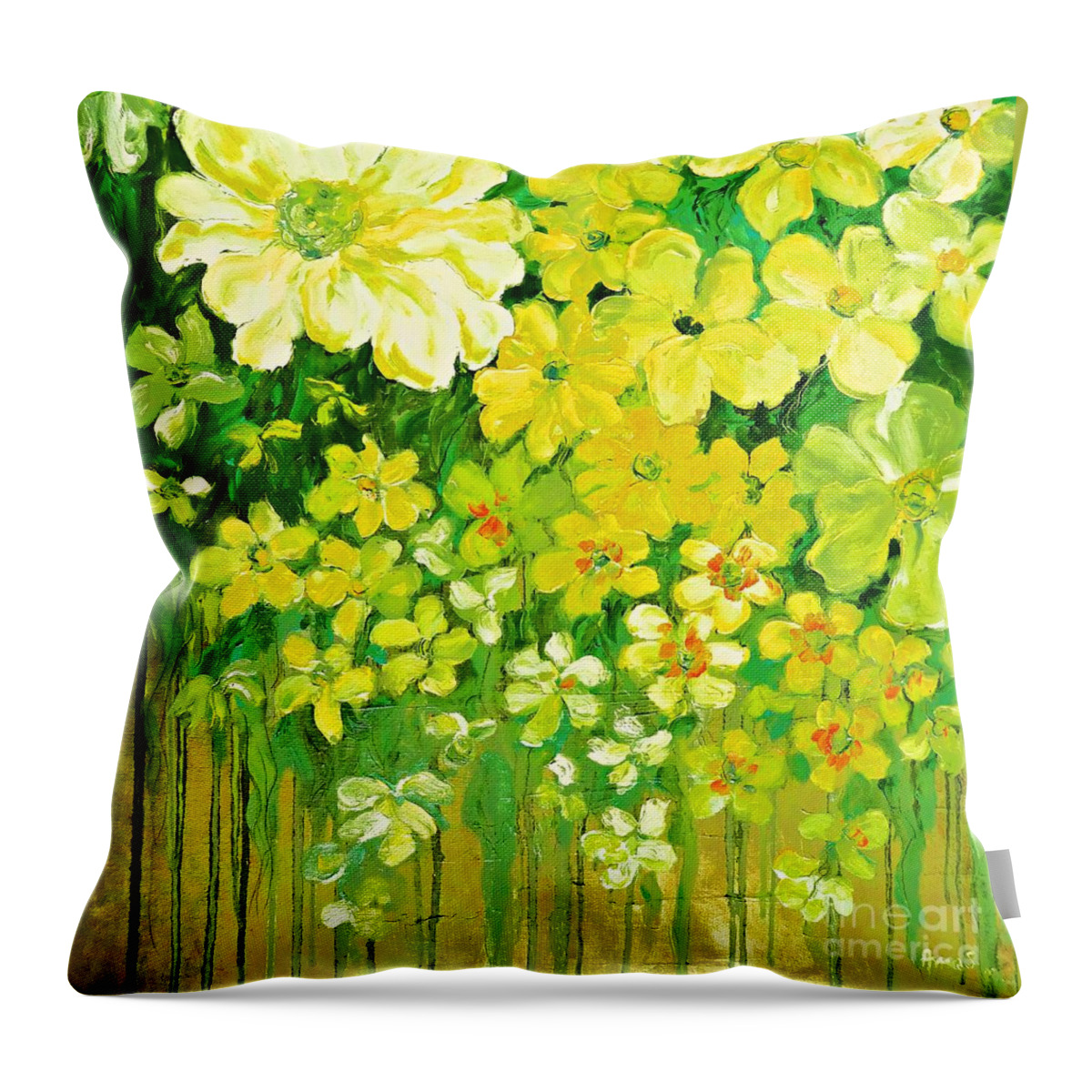 Painting Throw Pillow featuring the painting This summer fields of flowers by Amalia Suruceanu