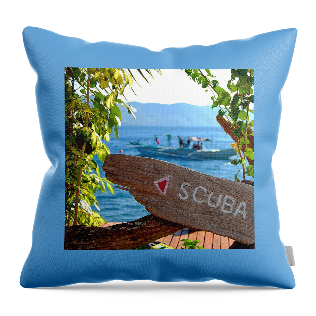 Scuba Throw Pillow featuring the photograph Scuba by George G Esguerra