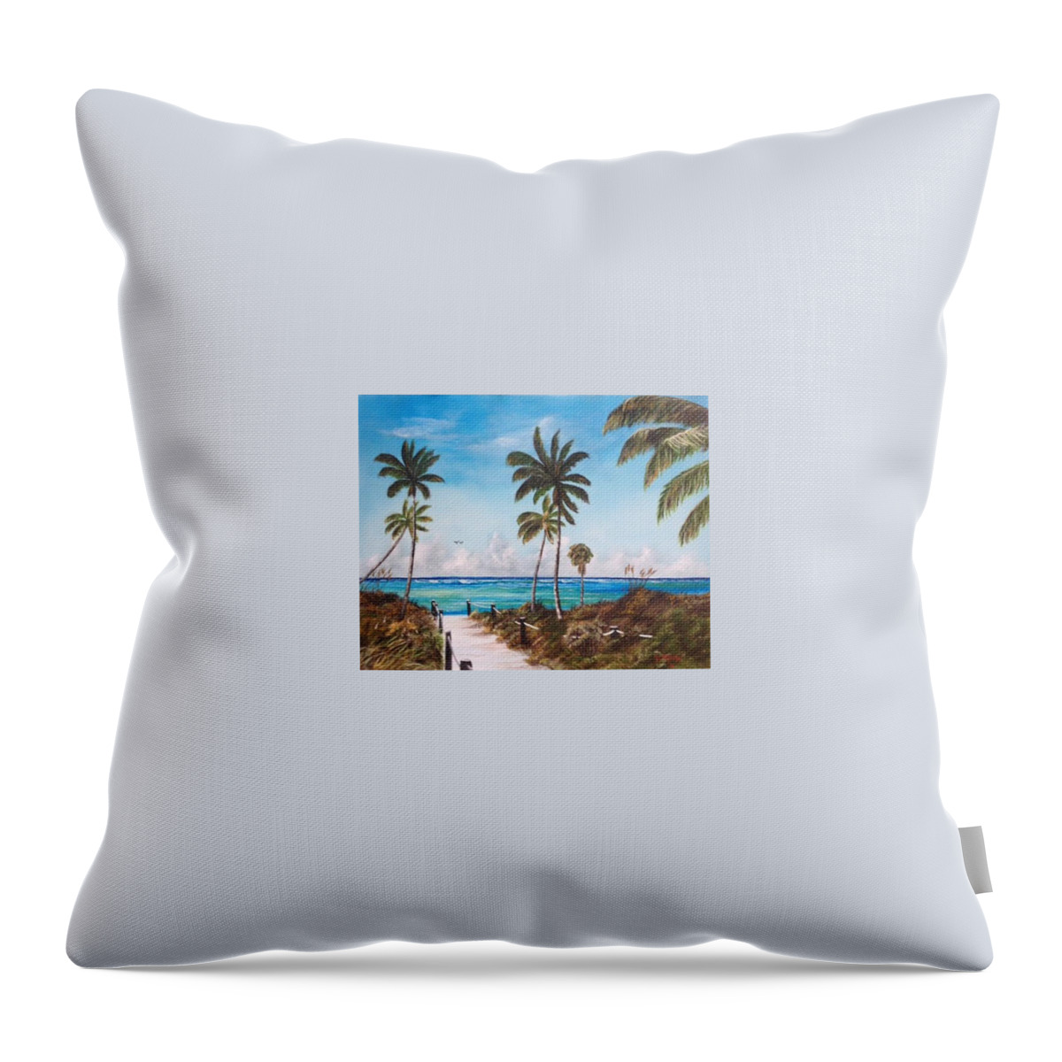 Siesta Key Throw Pillow featuring the painting This Way To Siesta Key Beach by Lloyd Dobson