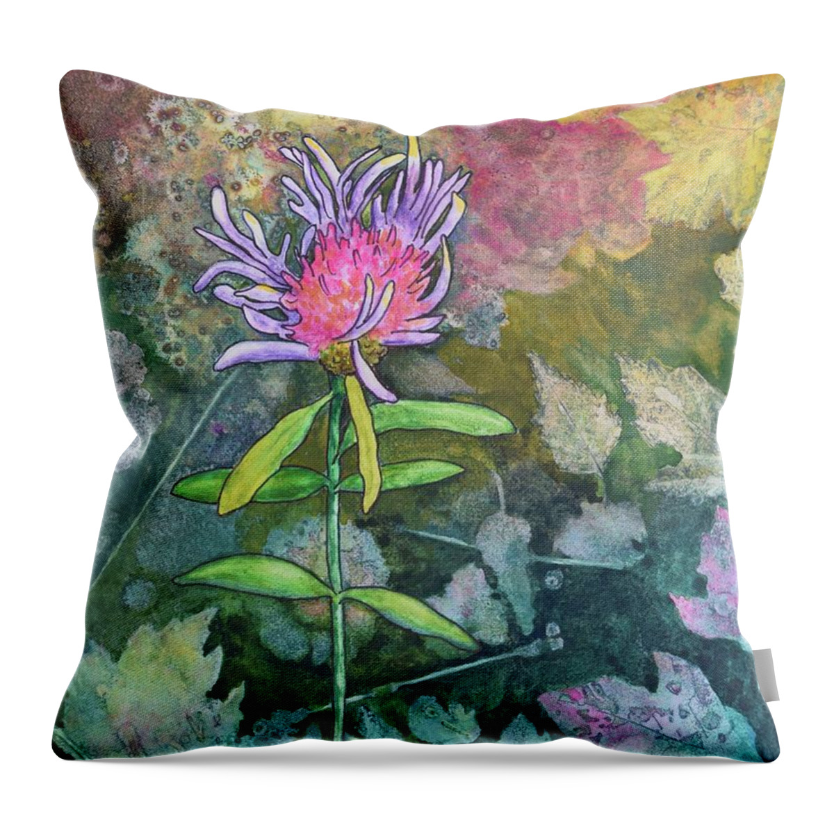 Thistle Throw Pillow featuring the painting Thistle by Nancy Jolley