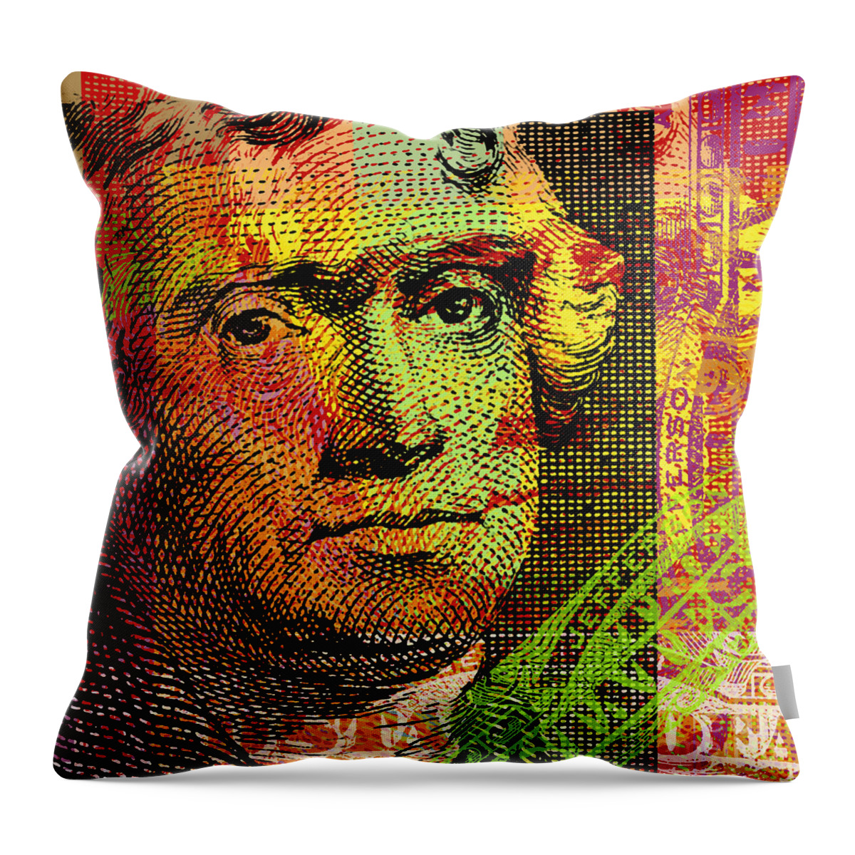 Thomas Jefferson Throw Pillow featuring the digital art Thomas Jefferson - $2 bill by Jean luc Comperat