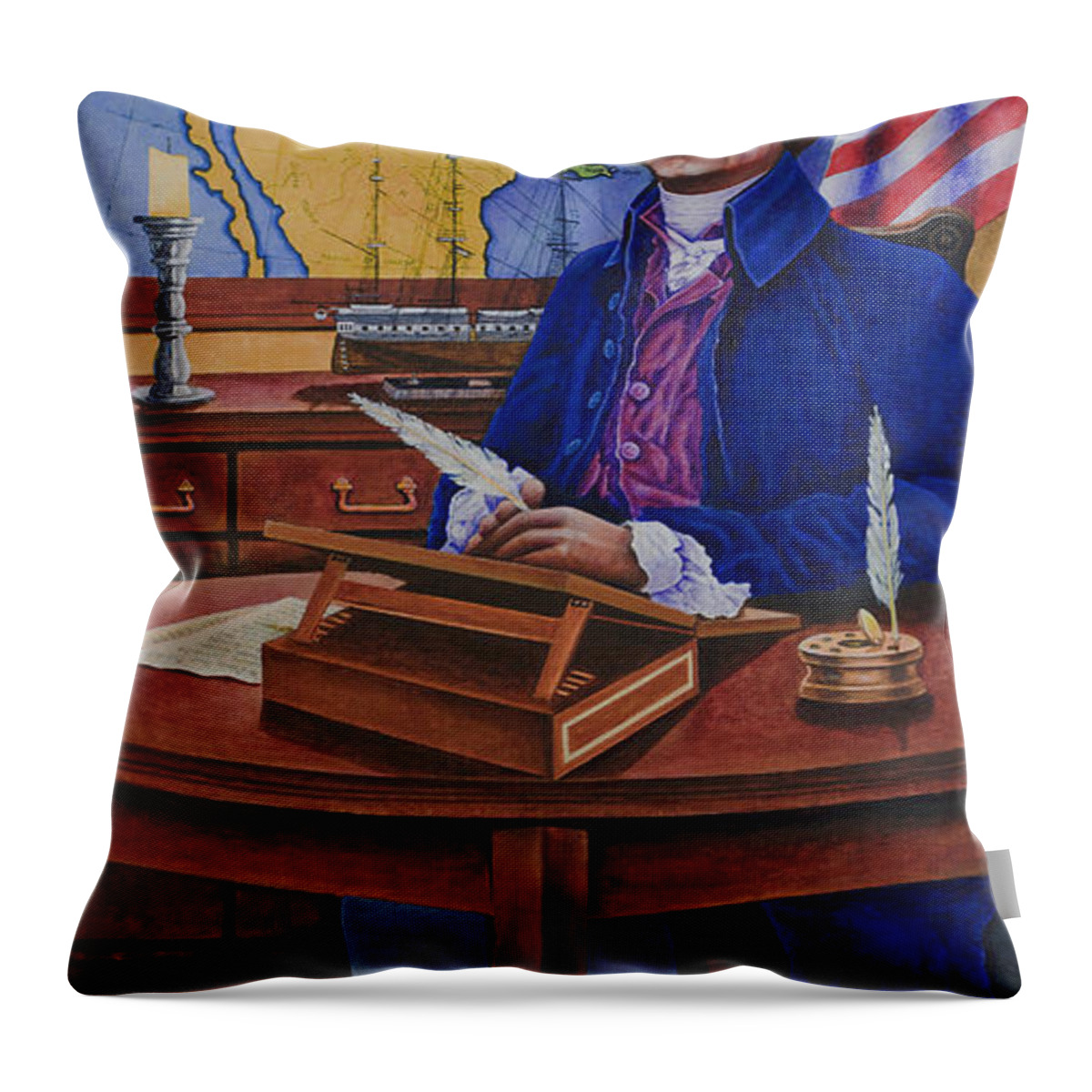Thomas Jefferson Throw Pillow featuring the painting Thomas Jefferson by Michael Frank