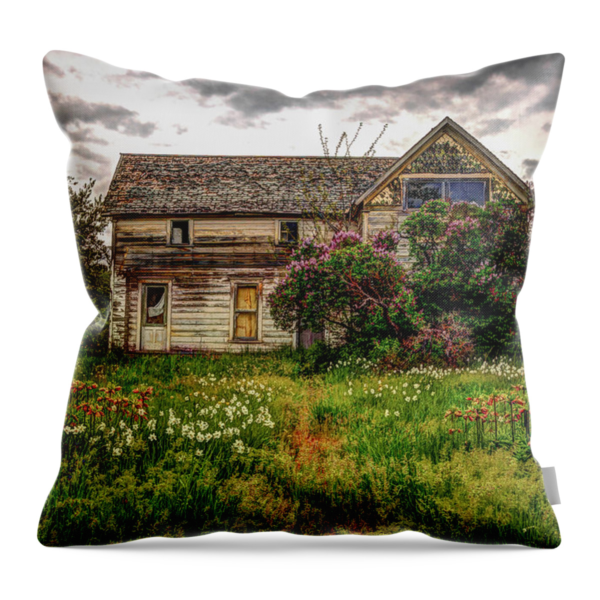 Old Throw Pillow featuring the photograph Southwick Farmhouse by Brad Stinson