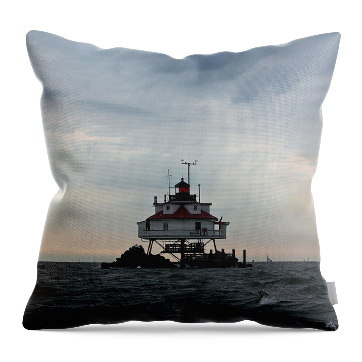 Thomas Throw Pillow featuring the photograph Thomas Point Shoal Lighthouse - Icon of the Chesapeake Bay by Ronald Reid