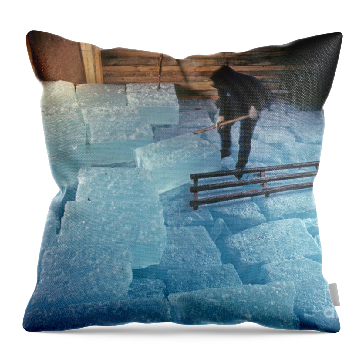 Ice Harvest Throw Pillow featuring the photograph Thompson Ice House by Kevin Shields
