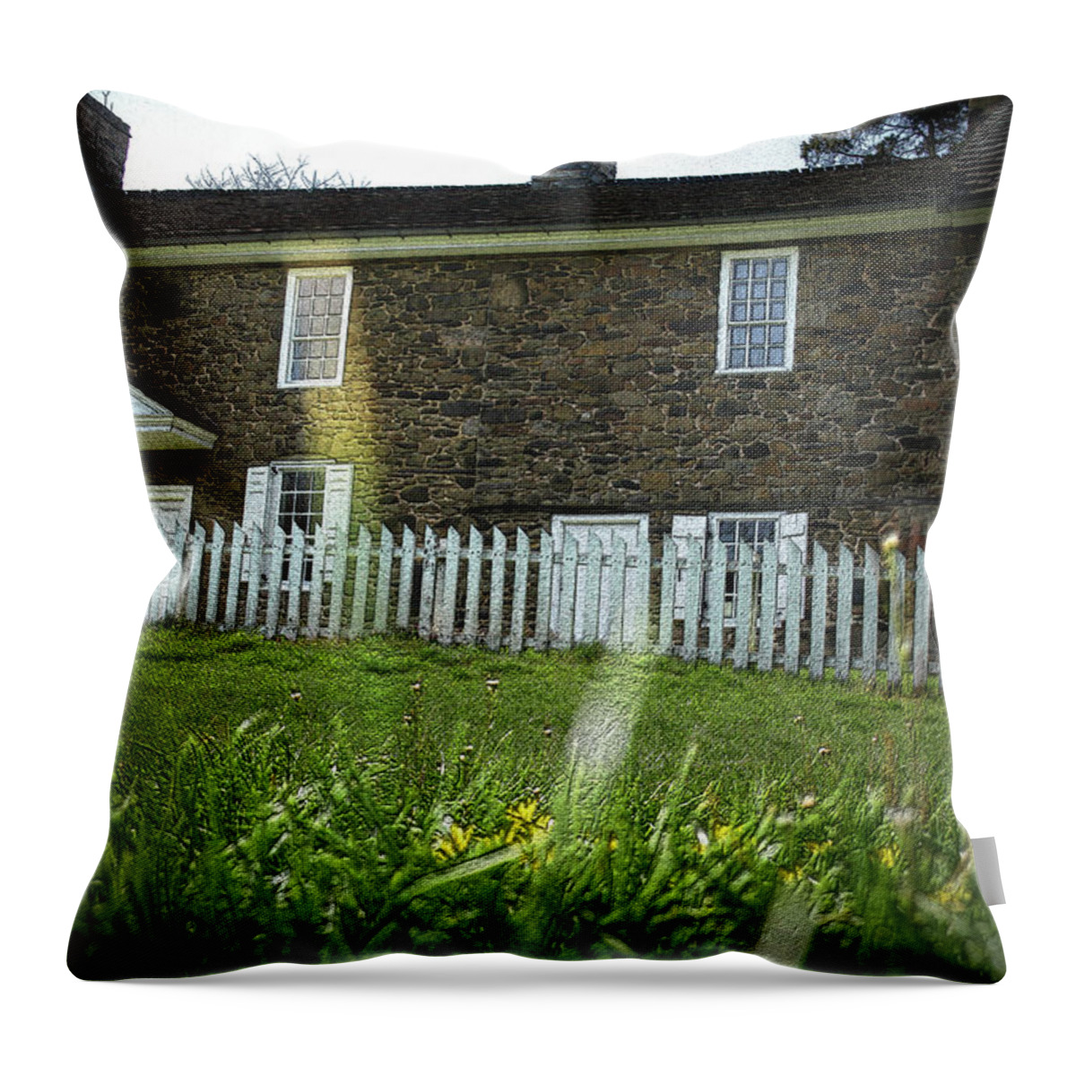 Thompson-neely House Throw Pillow featuring the photograph Thompson Neely house @ Washington Crossing State Park by Emanuel Tanjala