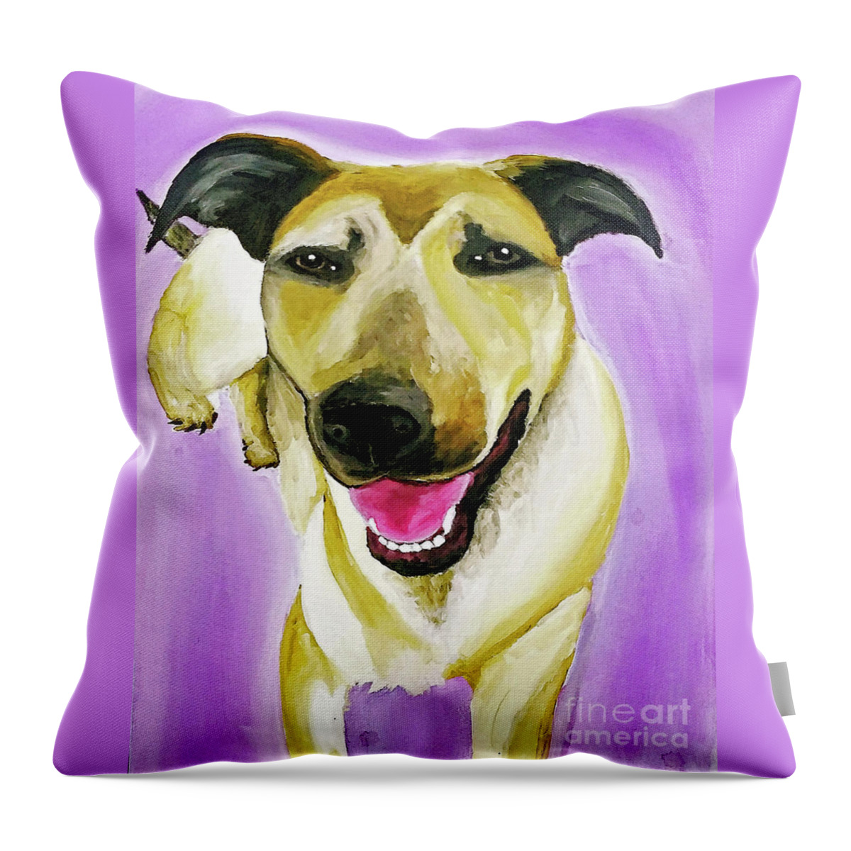 Pet Portrait Throw Pillow featuring the painting Thor Date With Paint Jan 22 by Ania M Milo