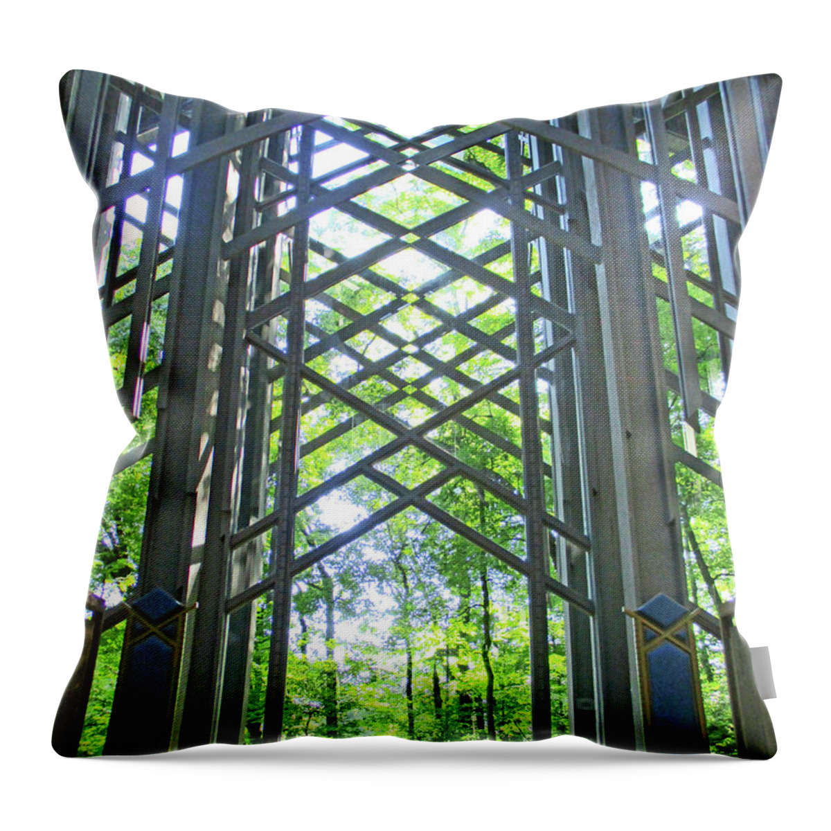 Eureka Springs Throw Pillow featuring the photograph Thorncrown 9 by Randall Weidner