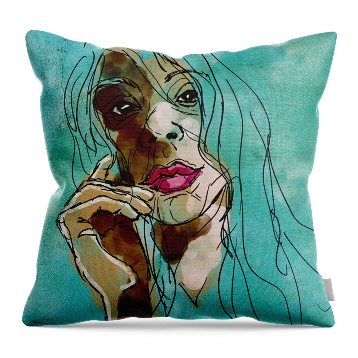 Portrait Throw Pillow featuring the digital art Thought Process by Michael Kallstrom