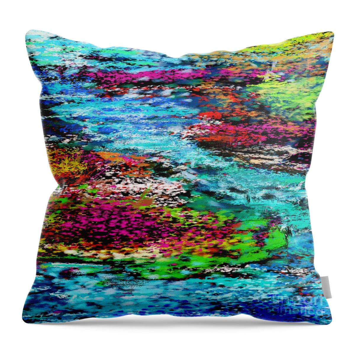 Abstract Throw Pillow featuring the digital art Thought Upon A Stream by David Lane