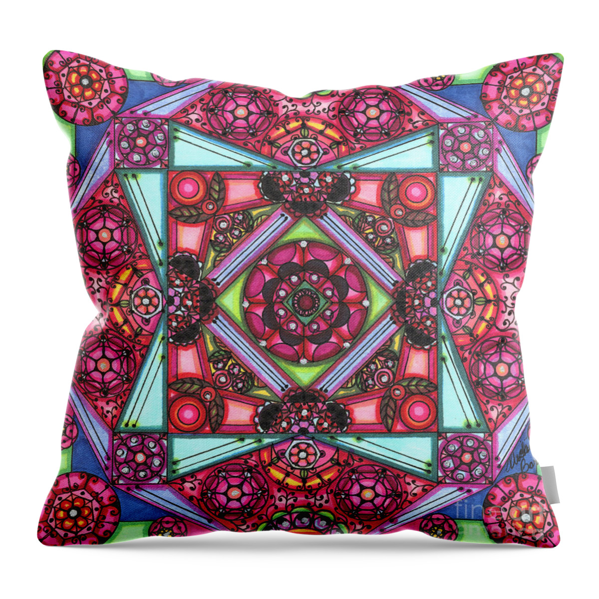 Abstract Throw Pillow featuring the painting Thoughts of Pink by Vicki Baun Barry