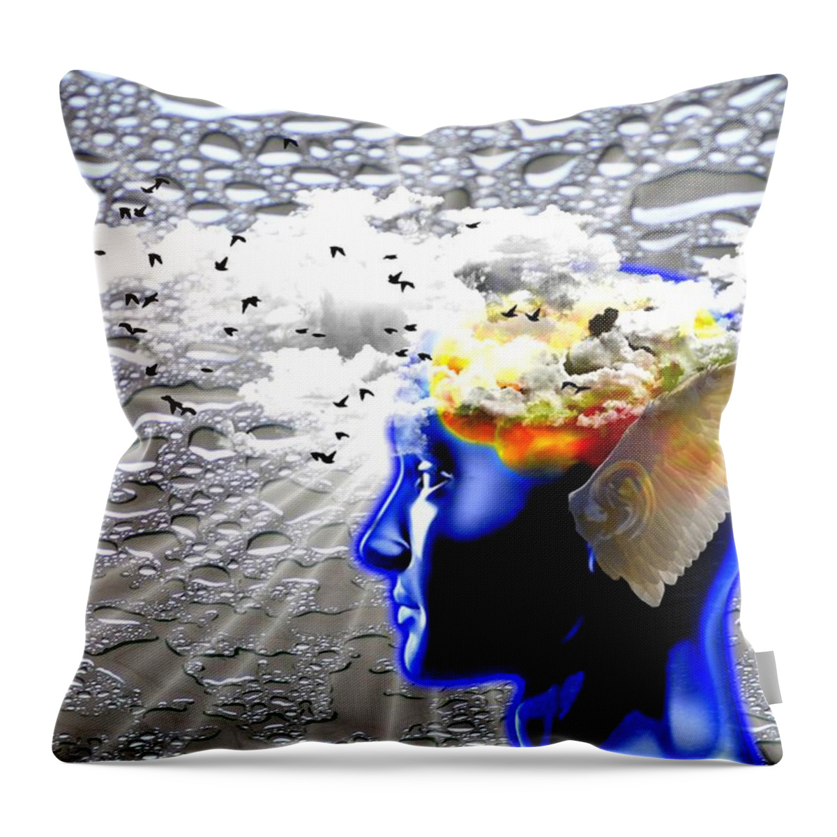 Thoughts Throw Pillow featuring the digital art Thougths Are Like Birds by Paulo Zerbato