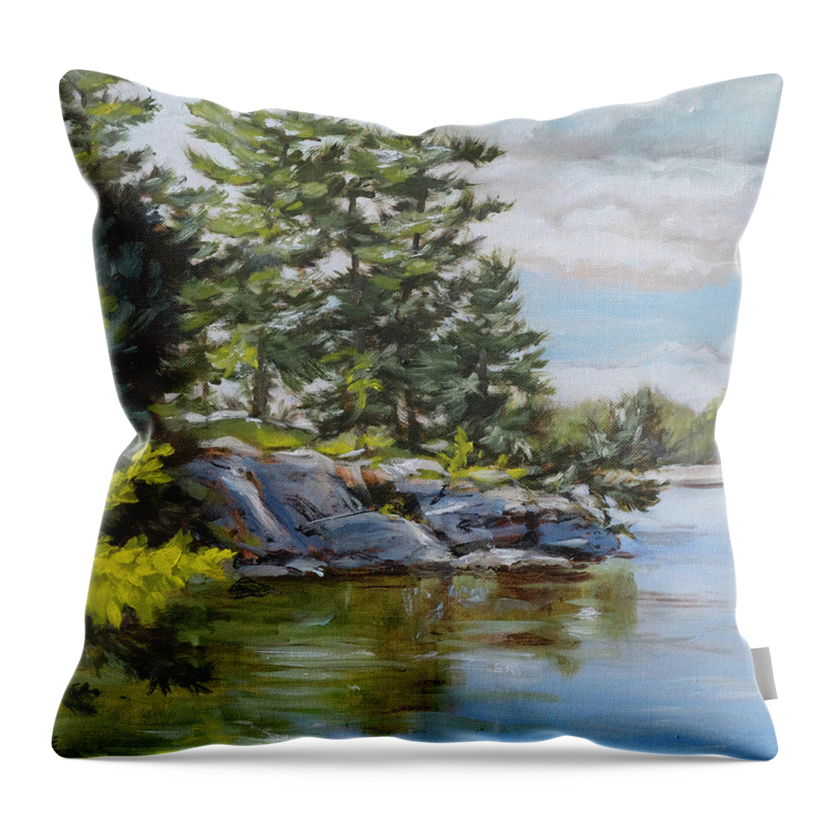 St. Lawrence Throw Pillow featuring the painting Thousand Islands by Richard De Wolfe