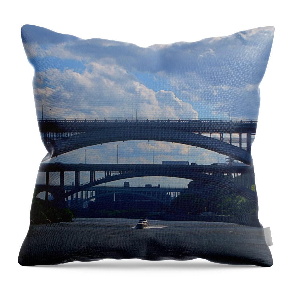 Triborough Bridge Throw Pillow featuring the photograph Three Bridges by Newwwman