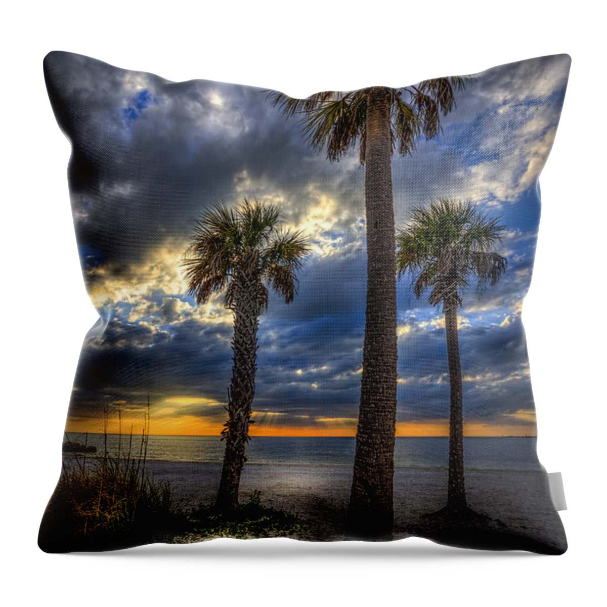 Clouds Throw Pillow featuring the photograph Three Palm Stew by Marvin Spates