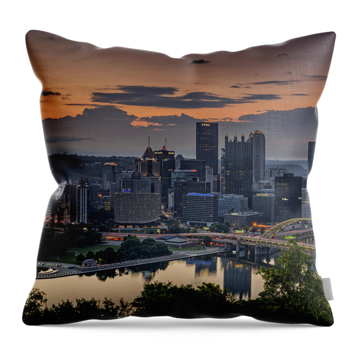 Pittsburgh Throw Pillow featuring the photograph Three Rivers Sunrise by Rick Berk