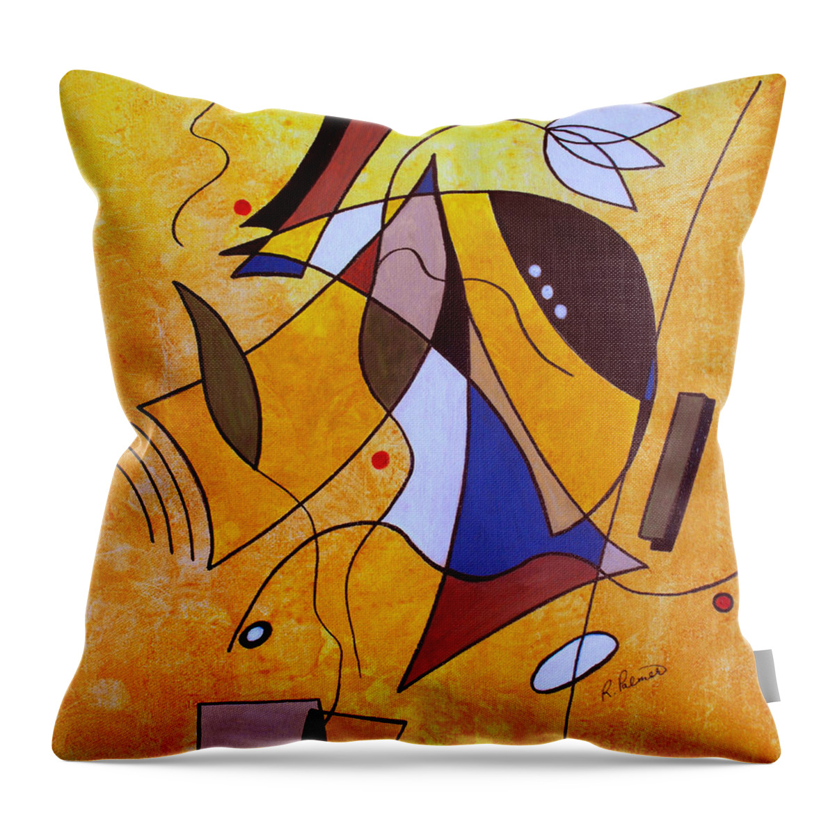 Abstract Throw Pillow featuring the painting Three White Petals by Ruth Palmer