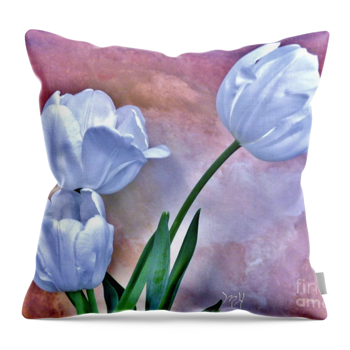Photo Throw Pillow featuring the photograph Three White Tulips by Marsha Heiken