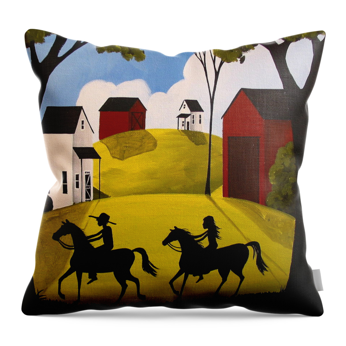 Art Throw Pillow featuring the painting Through The Woods by Debbie Criswell