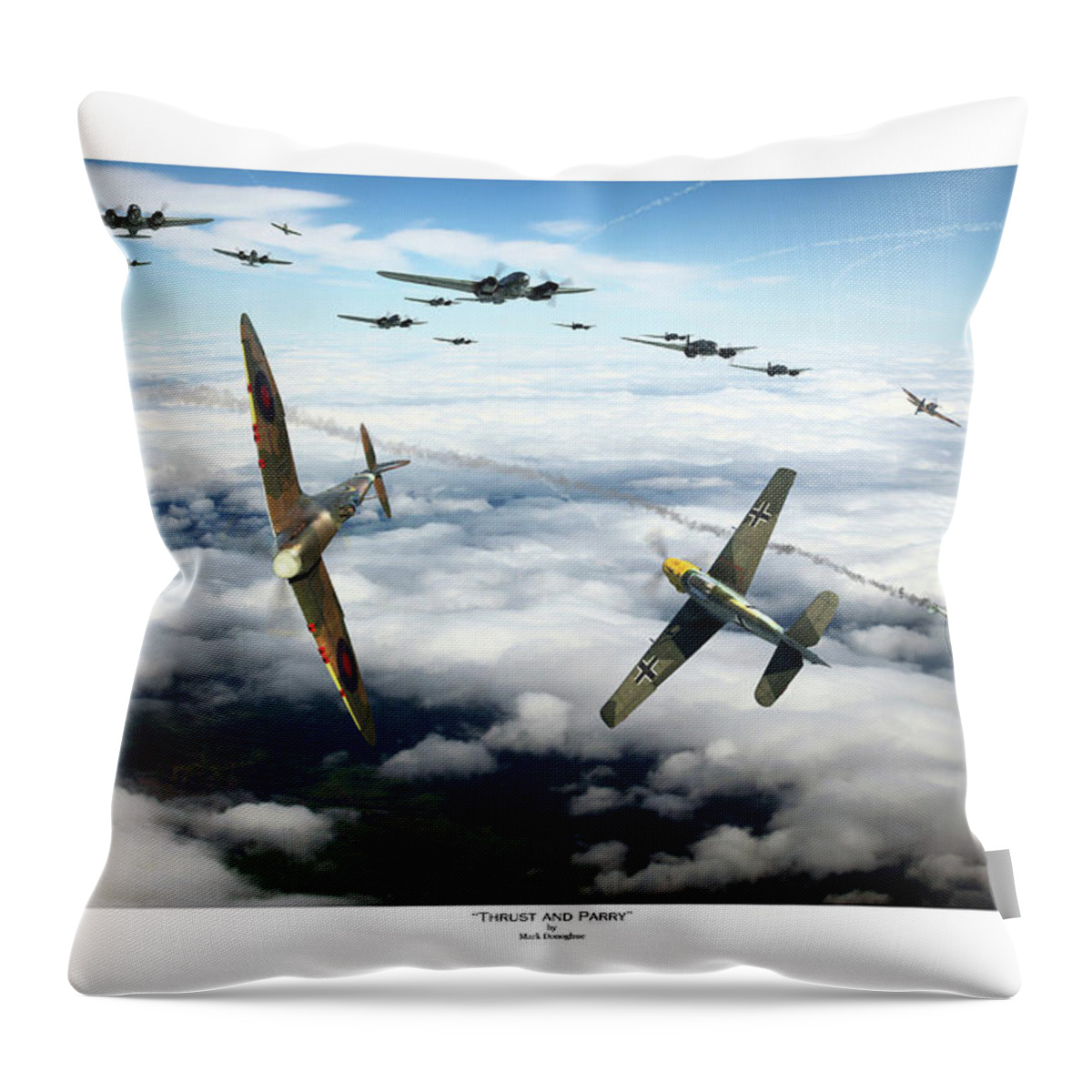 Spitfire Throw Pillow featuring the digital art Thrust and Parry - Titled by Mark Donoghue
