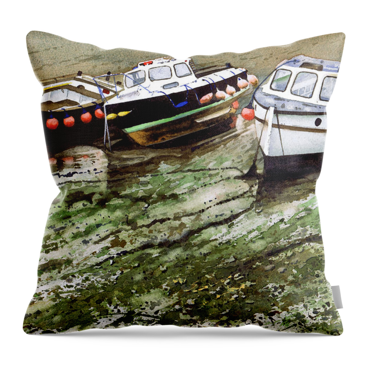 Tide Out Throw Pillow featuring the painting Tide out by Paul Dene Marlor