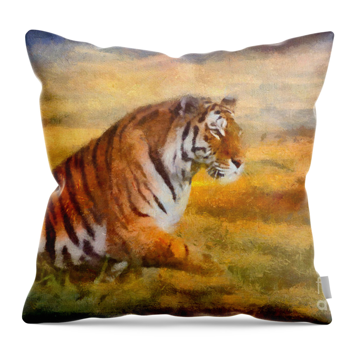 Tiger Throw Pillow featuring the digital art Tiger Dreams by Aimelle Ml