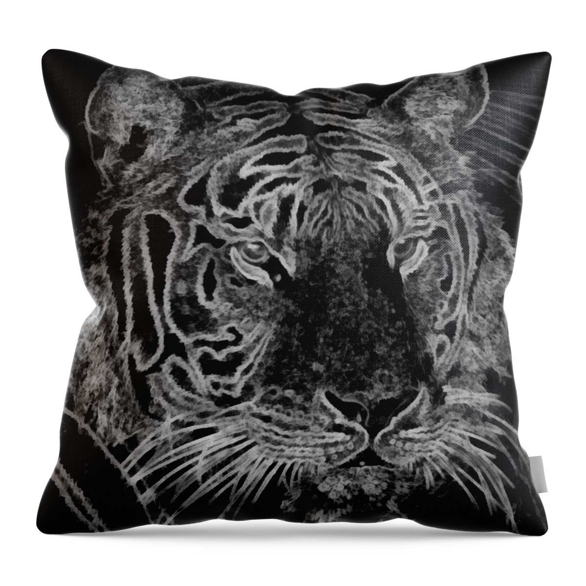 Tiger Throw Pillow featuring the digital art Tiger by Humphrey Isselt