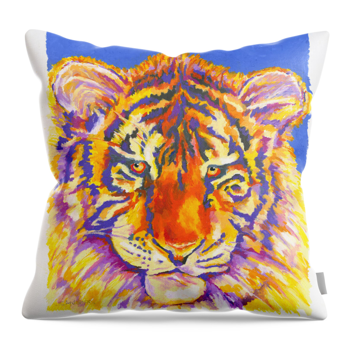 Tiger Throw Pillow featuring the painting Tiger by Stephen Anderson